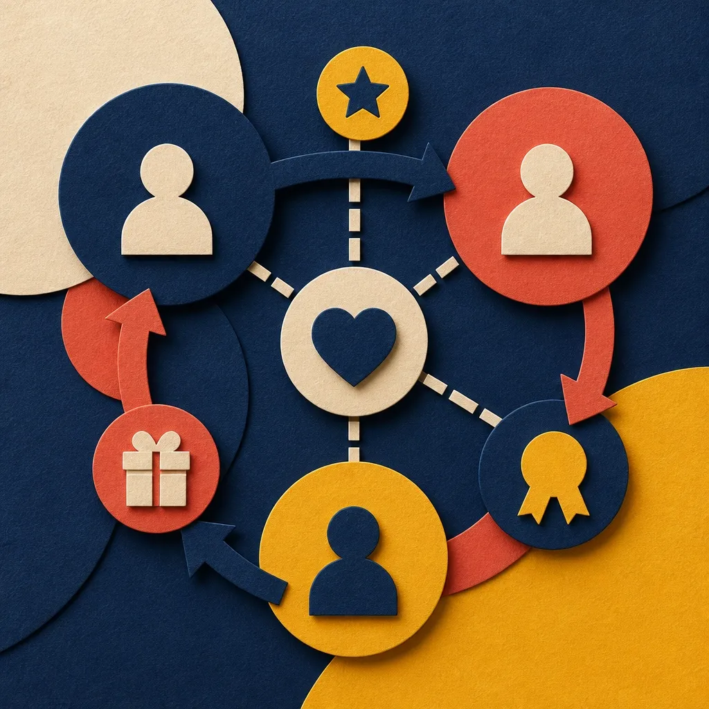 Connected paper forms representing a loyalty system